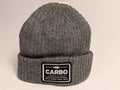 Cotton knit cold weather beanie Gray fabric patch