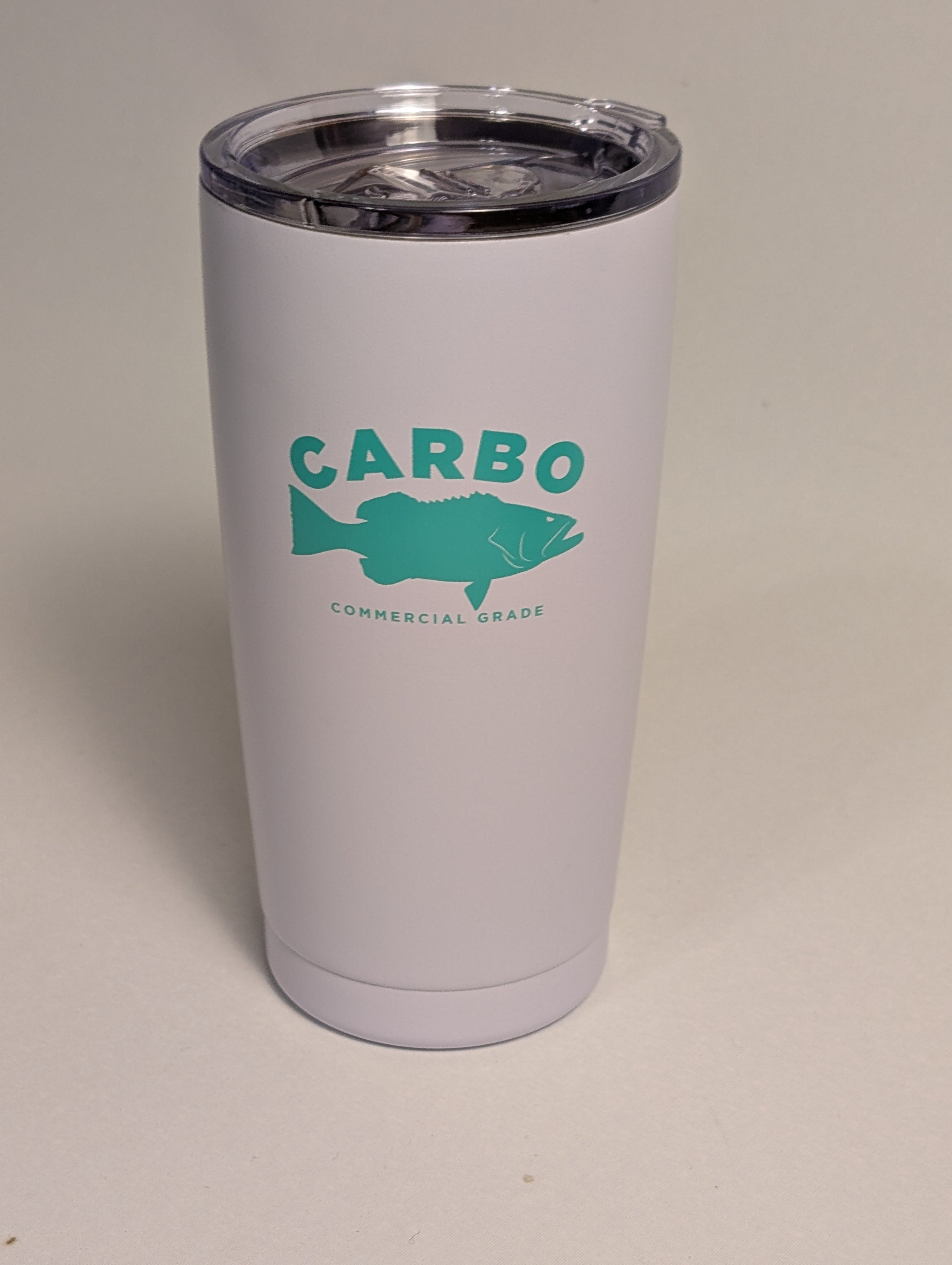 Tumbler Teal and White slide open lid