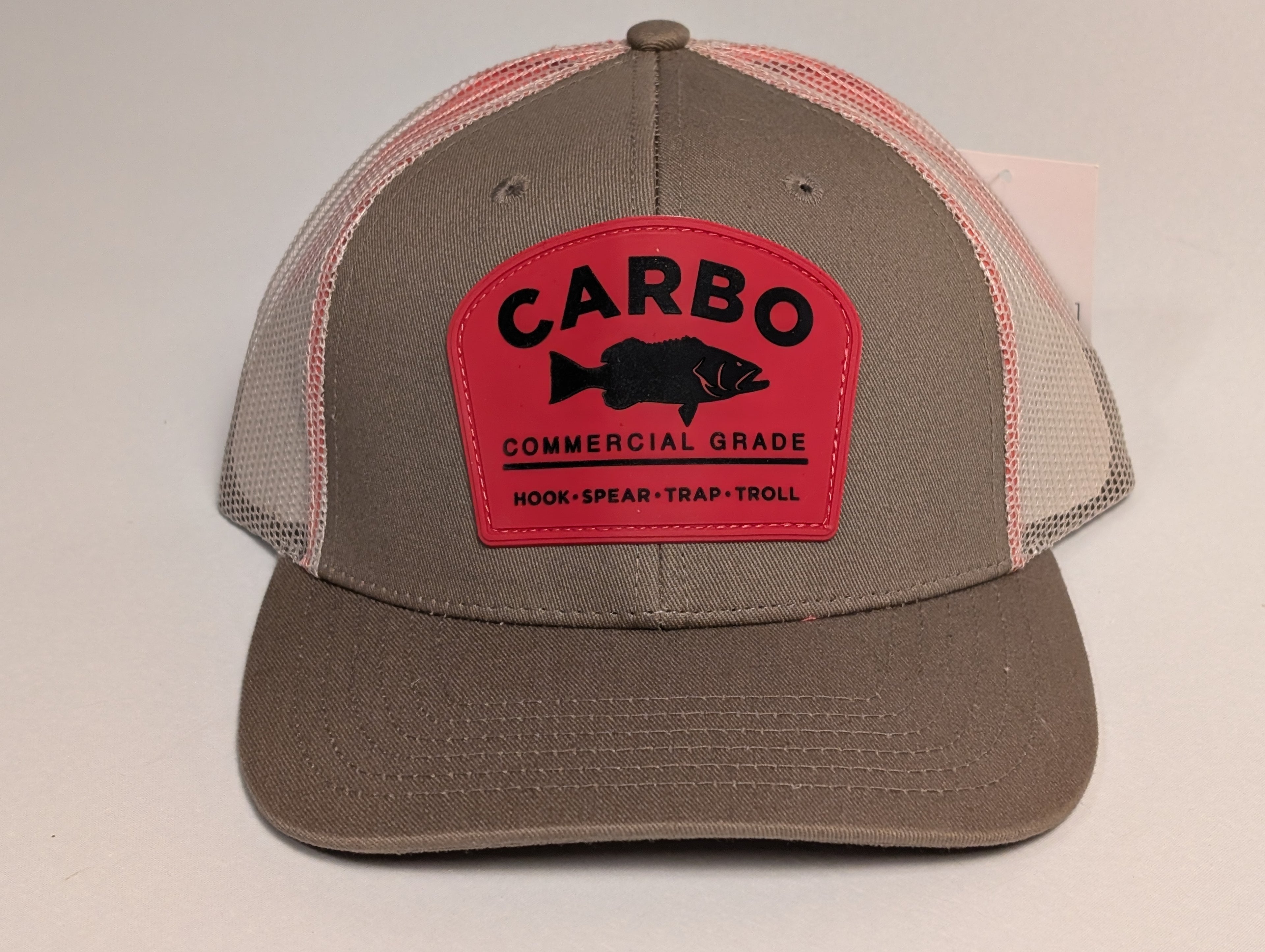 Beige, Red and Black PVC patch snap back